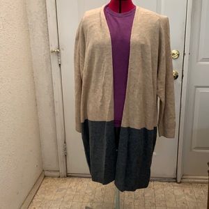 Dip 3X two tone long sweater beige and gray NWT